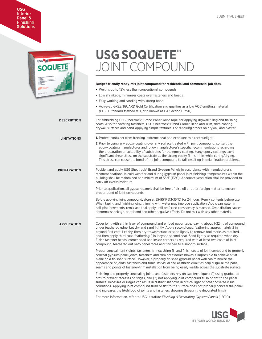 USG J1968 cut sheet — first page