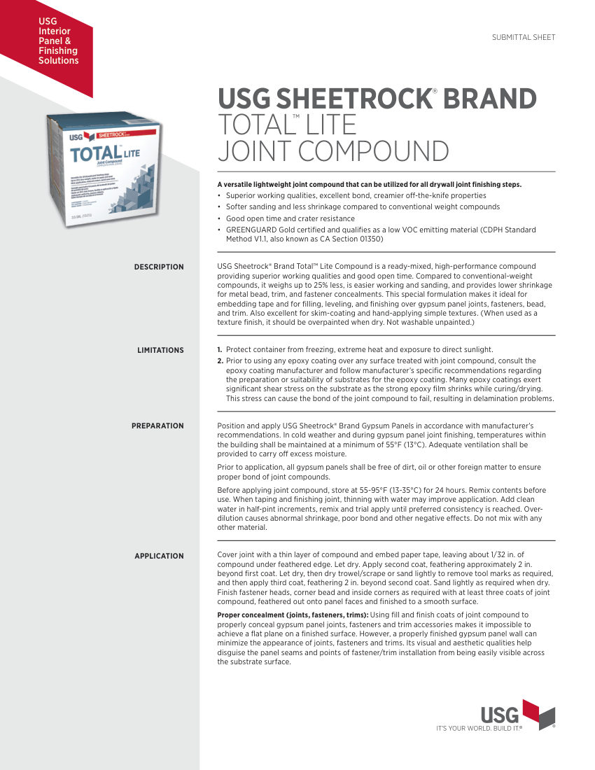 USG J2069 cut sheet — first page