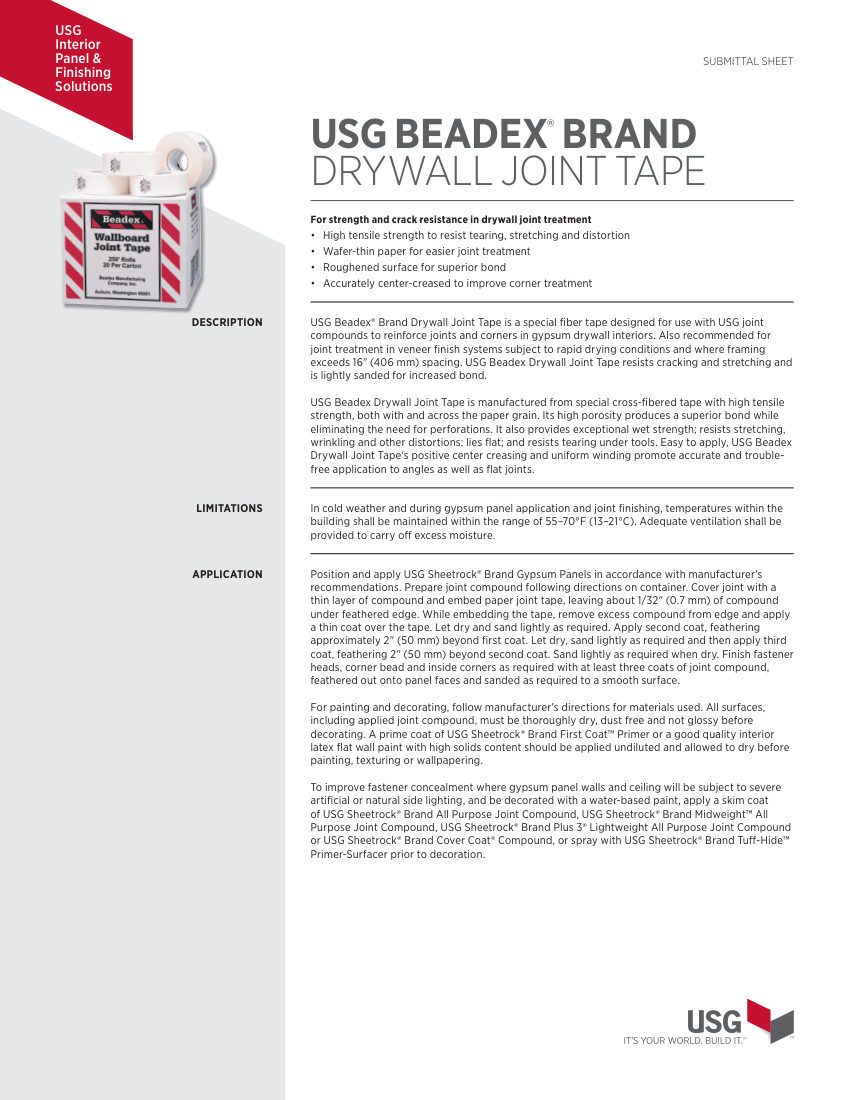 USG J2113 cut sheet — first page