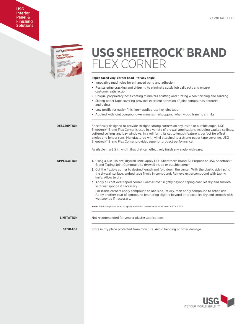 USG J406370 cut sheet — first page