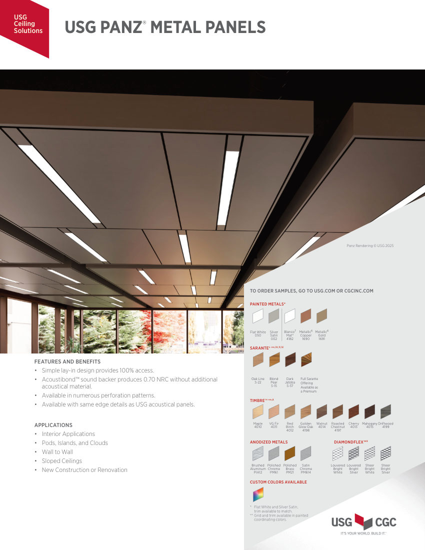 USG USG Panz® Metal Panels cut sheet — first page
