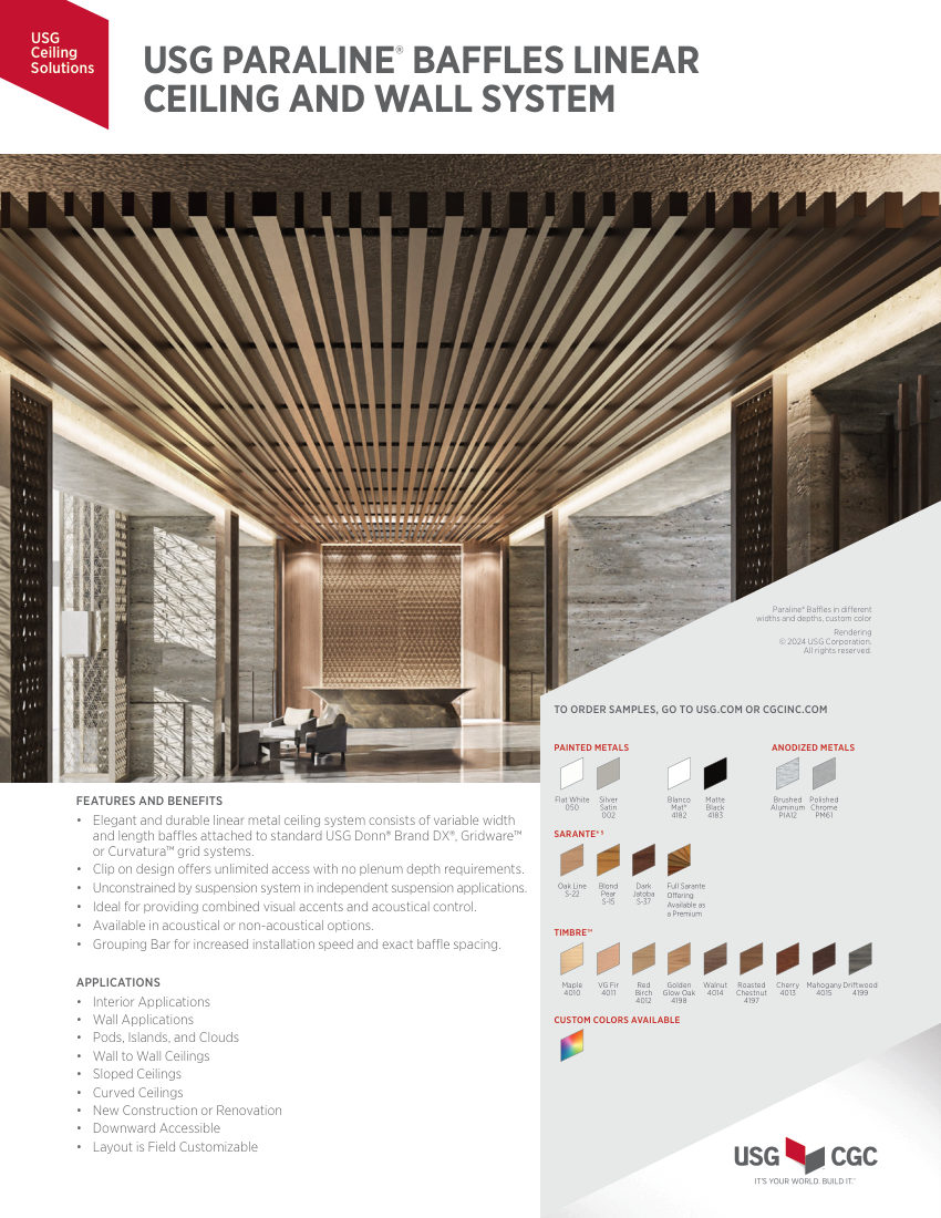 USG USG Paraline® Baffles Linear cut sheet — first page