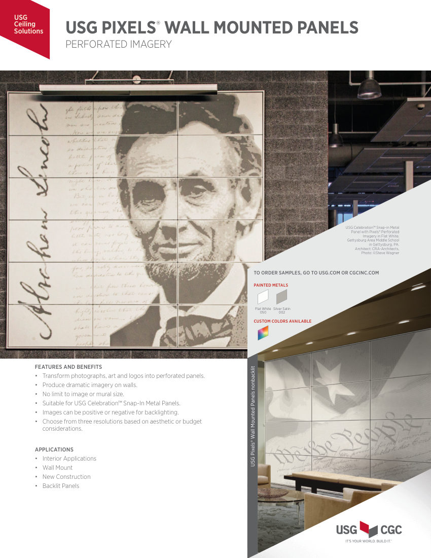 USG USG Pixels® Wall Mounted Panels cut sheet — first page