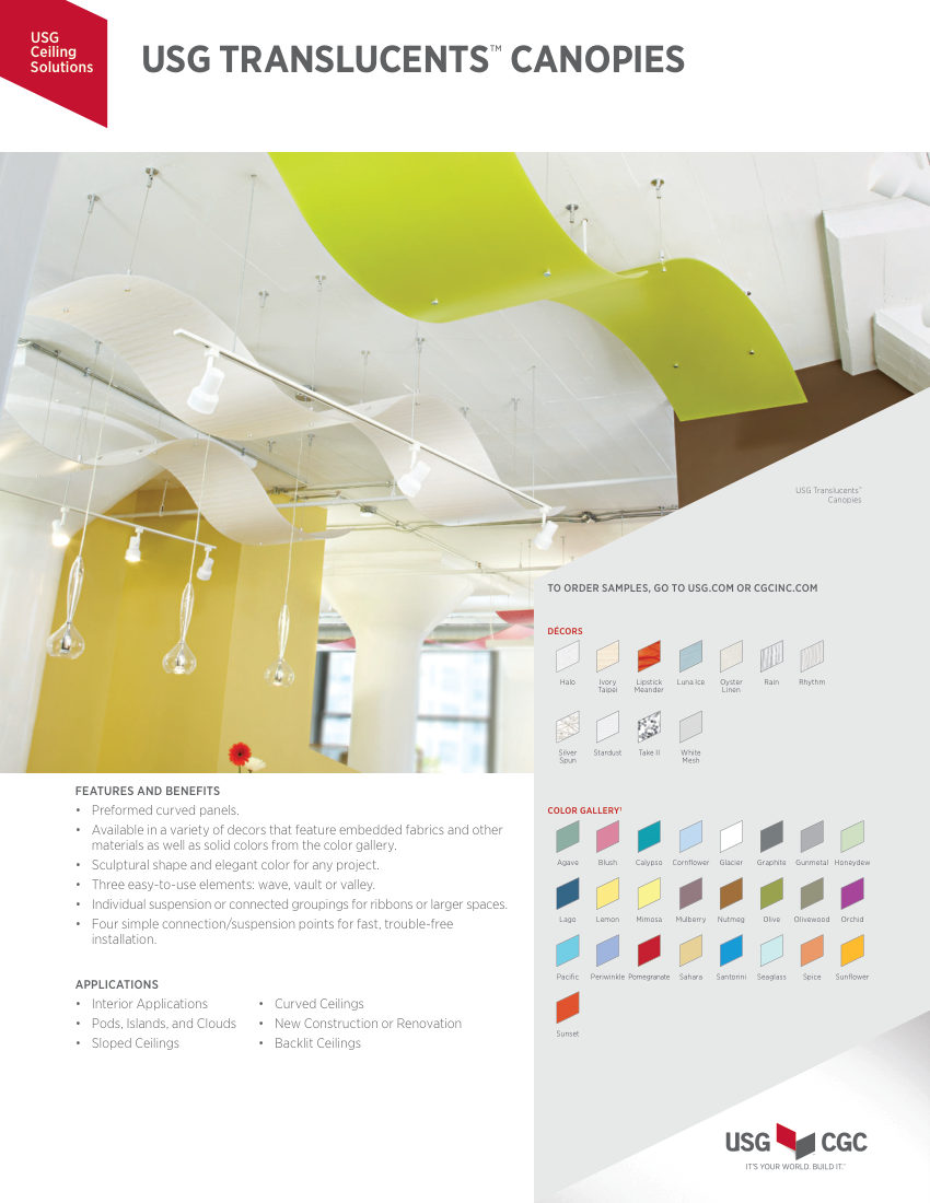 USG USG Translucents™ Canopies cut sheet — first page