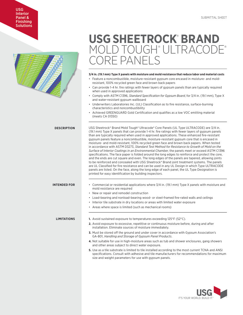 USG WB2388 cut sheet — first page