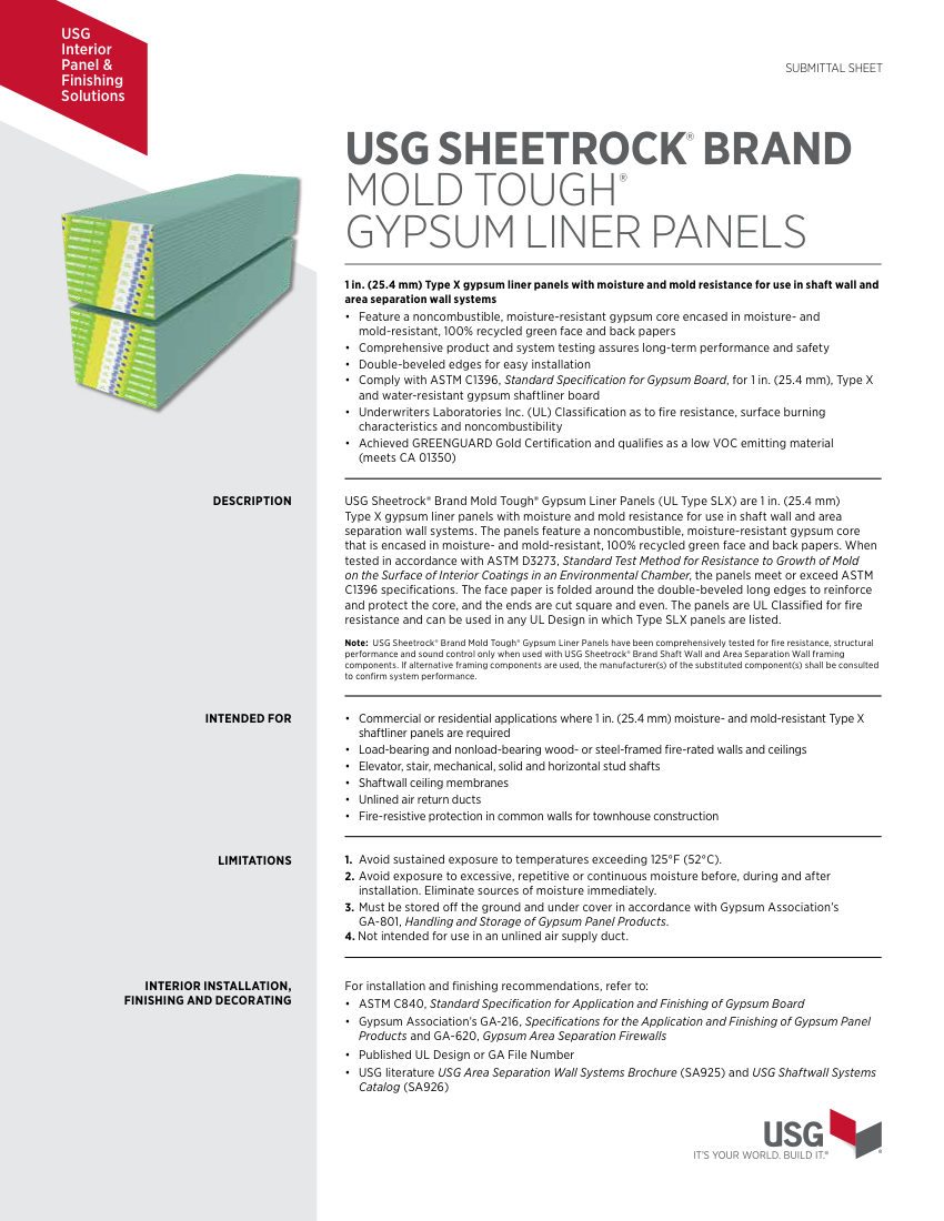 USG WB2389 cut sheet — first page