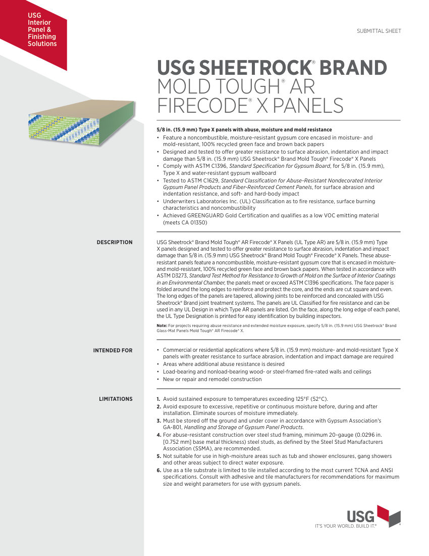 USG WB2391 cut sheet — first page