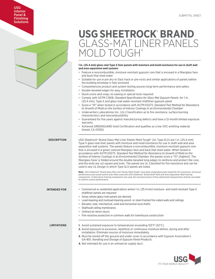 USG WB2483 cut sheet — first page