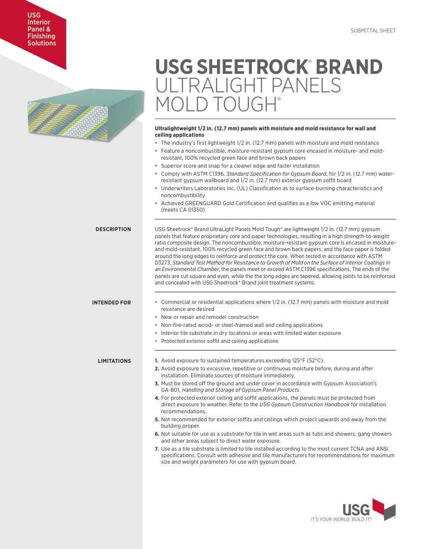 USG WB2660 cut sheet — first page