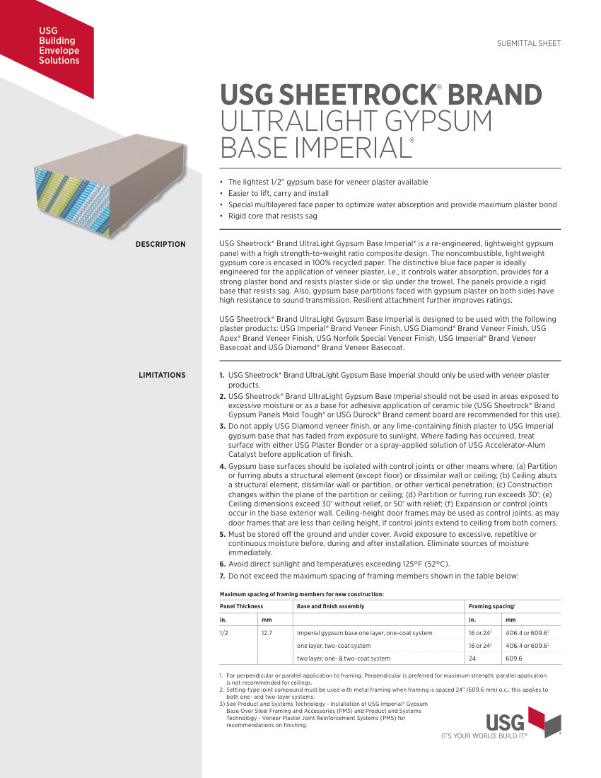 USG WB2713 cut sheet — first page