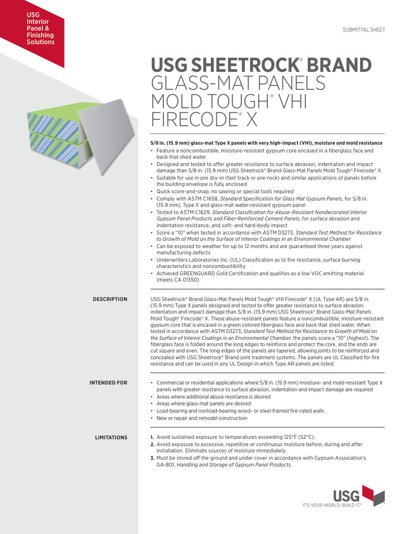 USG WB2749 cut sheet — first page