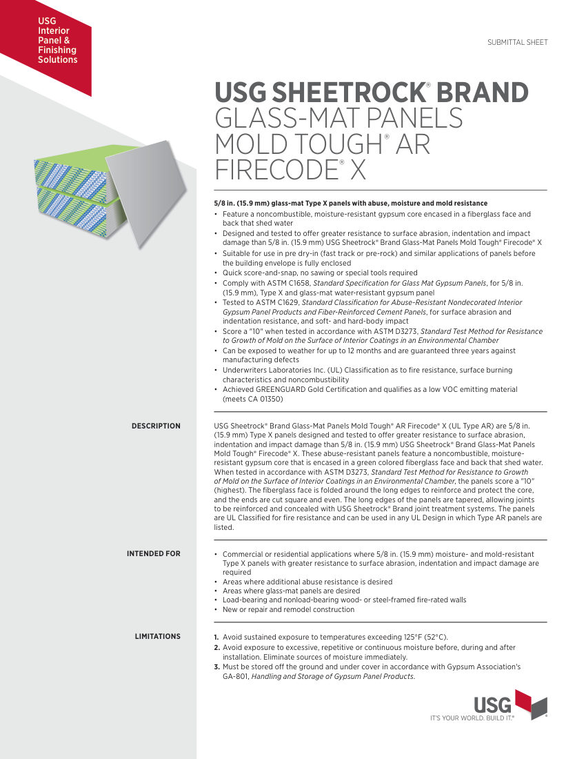 USG WB2750 cut sheet — first page