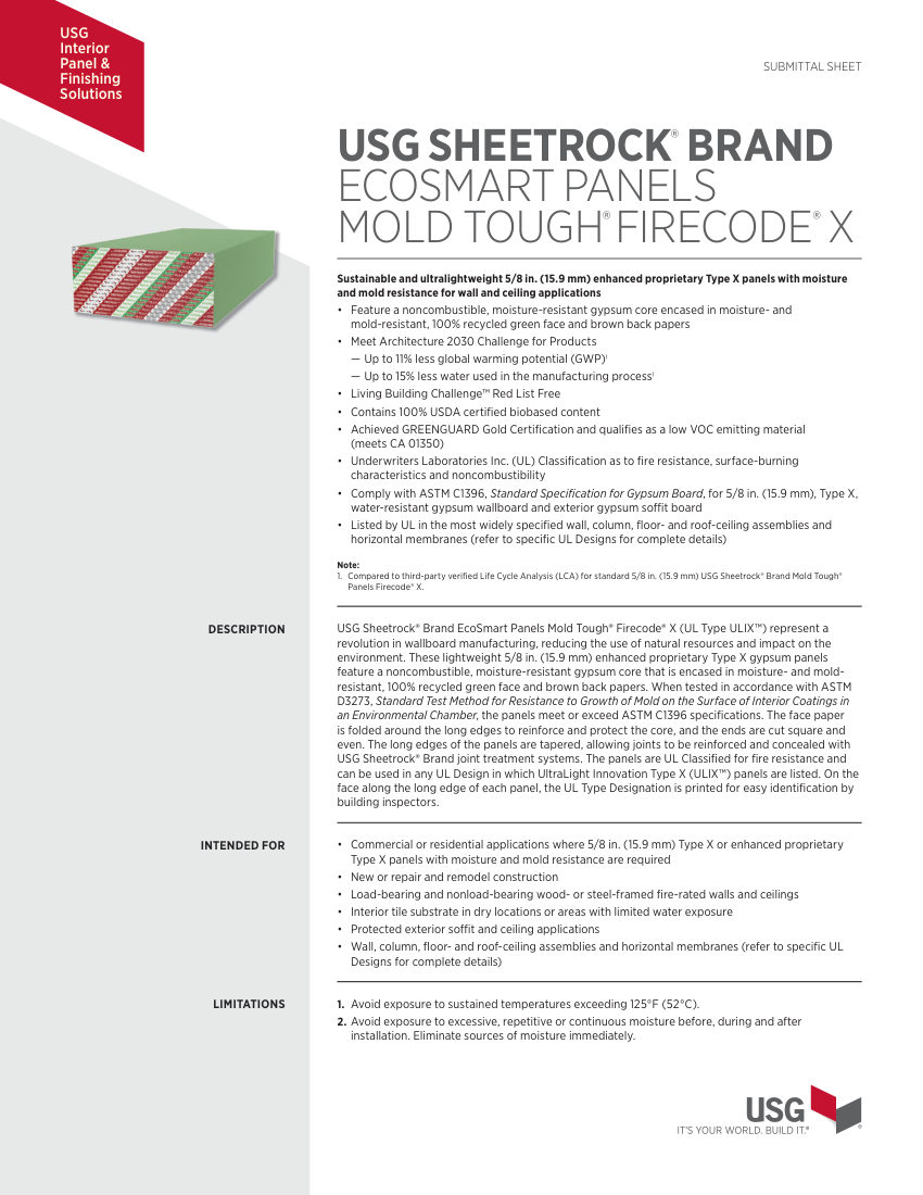 USG WB2981 cut sheet — first page