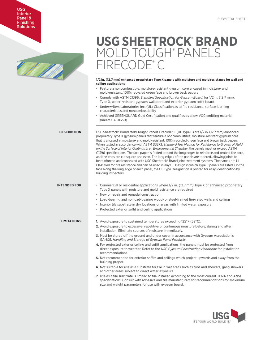 USG WB5094 cut sheet — first page