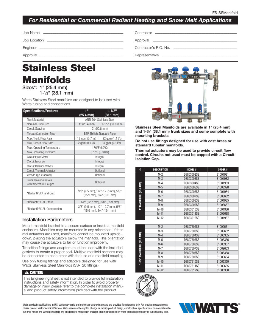 Watts D38 cut sheet — first page