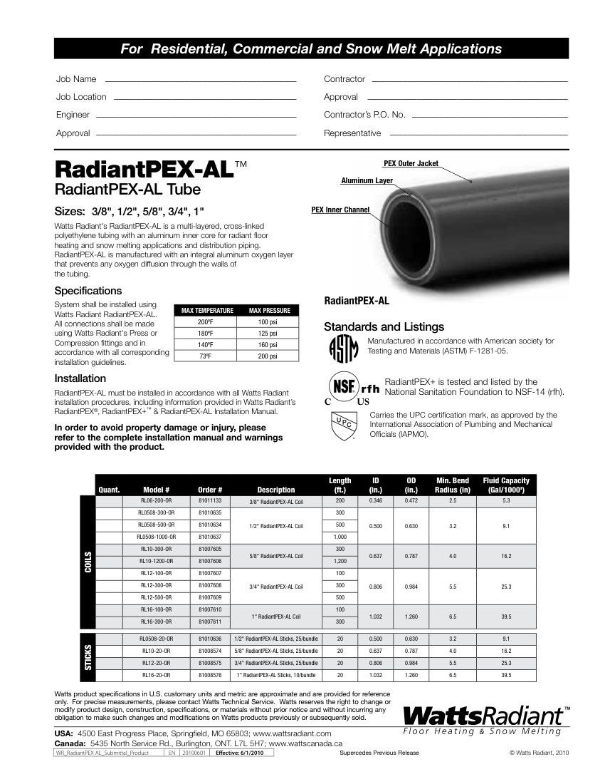 Watts RL06-200-OR cut sheet — first page