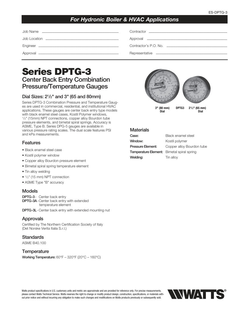 Watts  cut sheet — first page