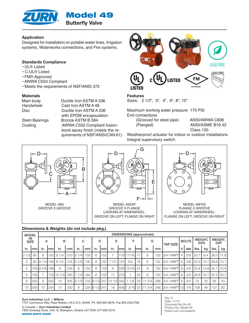 Zurn 49 cut sheet — first page